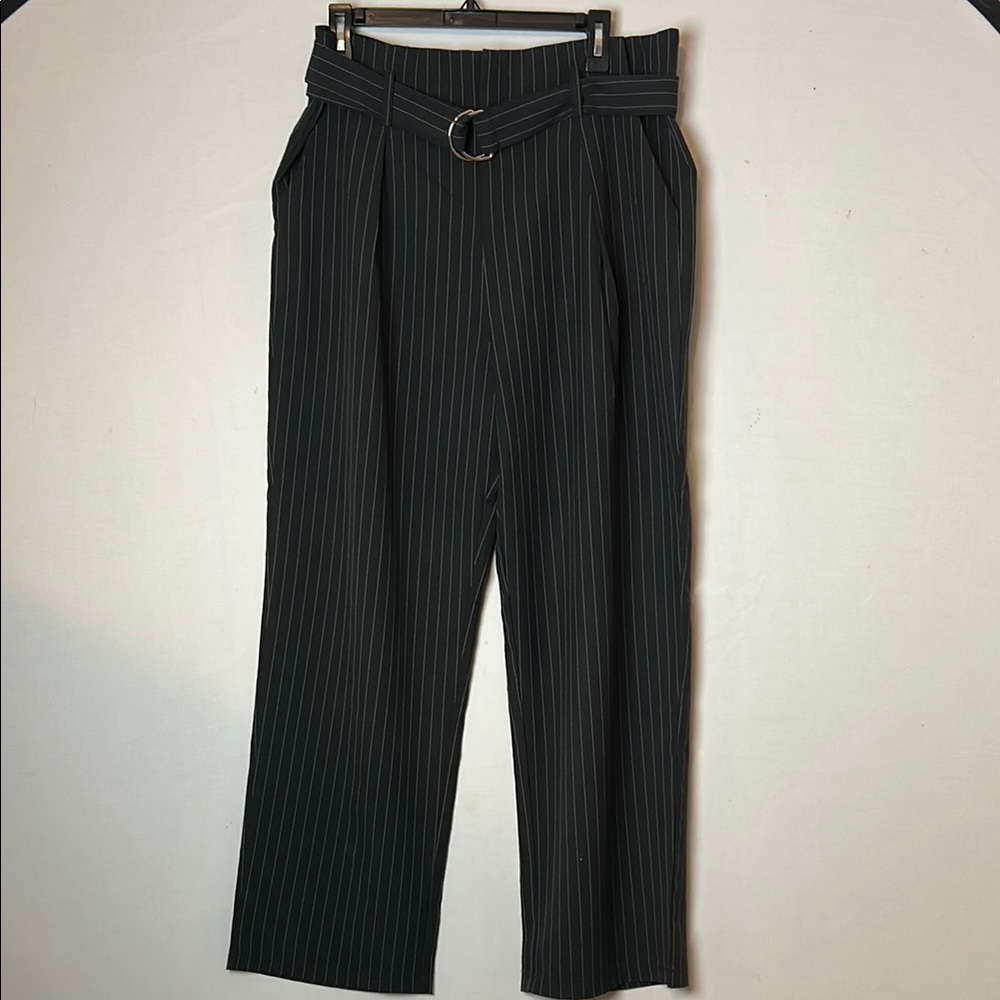 Solitaire Women’s Dress Pant  Striped High Rise Straight Leg Size XL